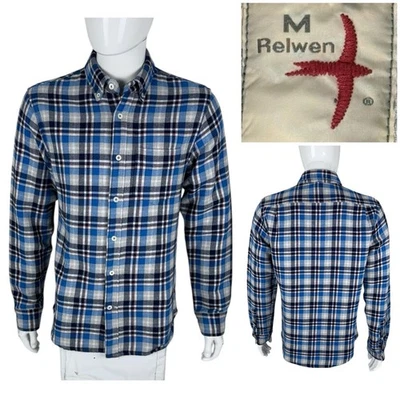 Camisa Relwen Para Hombres Mediana Franela Abotonada Algodón 100% Algodón Forrada de Vellón Azul Foto 1 de 4