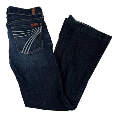 7 for All Mankind Dojo Jeans Womens 27 Blue Flip Flop Flare White Stitch - Image 1 of 4