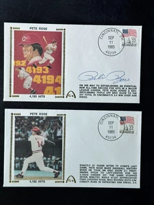 PETE ROSE AUTOGRAPHED Gateway 4192 & 4193 Hits Cachet (Set of 2) - Picture 1 of 2