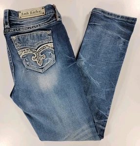 Rock Revival Irela Easy Straight Stretch Medium Blue Jeans Women's 31x32 - Picture 1 of 16