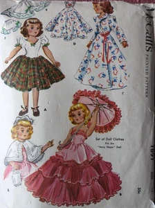 Vtg 1950s McCall 1891 Mary Hoyer 18" Doll Dress Clothes SEWING PATTERN - Picture 1 of 6