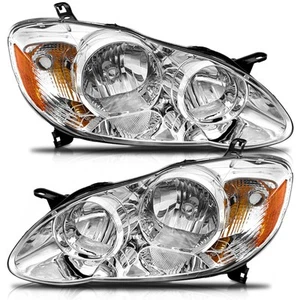 Juego De 2 Faros Delanteros Para 2003-2008 Toyota Corolla Carcasa Cromada NUEVO - Bild 1 von 7