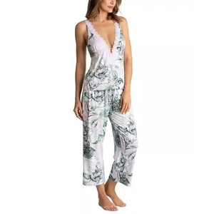 LINEA DONATELLA Palm Garden Cami & Cropped Pants Pajama Set - Picture 1 of 3