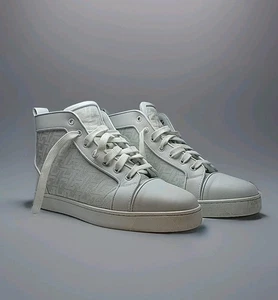 Christian Louboutin Louis Leather High-Top Sneaker Men's White Size 42 US 9 EUC - Picture 1 of 18