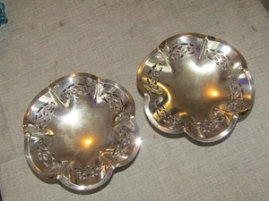 Pair of 2 Vintage EPNS Silver Plated Pierced Footed Compote Bowl Candy Dish - Picture 1 of 9
