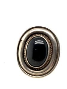 Sterling Silber 925 Ring Vintage Gr. M Onyx Chunky Chunky Statement - Bild 1 von 6