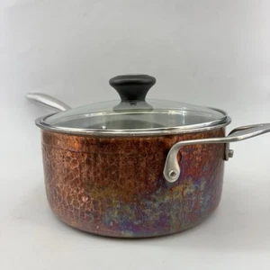 LAGOSTINA Hammered Copper Stainless Steel 8.5” Sauce Stock Pot Italy Cookware - Picture 1 of 17