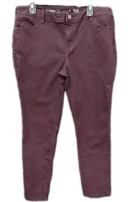 Pantalones de mezclilla ajustados de tiro medio Simply Vera Jeans de Vera Wang para mujer talla 16 rojo oscuro  Foto 1 de 4