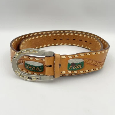 Vintage Skoal Smokeless Tobacco Dip Chew Leather Justin Western Cowboy Belt 38 - Image 1 of 4