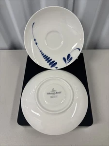 Villeroy & Boch Antiguo Luxemburgo Juego de 2 Platillos 6 en Blanco Azul Acentos Expositor - Imagen 1 de 4