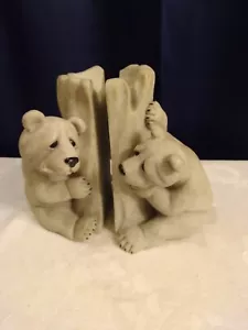 Quarry Critters 2000 Peek-A-Boo Bear Bookends 7"H Gray - Picture 1 of 7