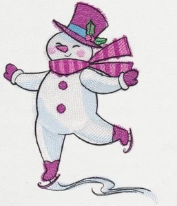 Retro Christmas Pink Snowman Embroidered Bathroom Hand Towels - Picture 1 of 2