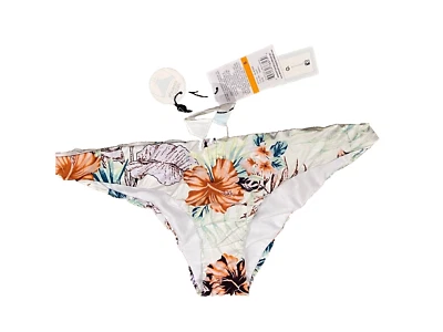 Bikini Lab Women's Cinched Back Hipster Bikini Bottom Size S White Floral - Image 1 of 3