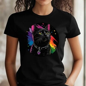 T-Shirt Frauen Schwarze Pride Katze Motiv Baumwolle Größe XS bis 3XL - Bild 1 von 1