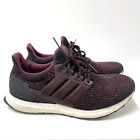Adidas Boost Sneakers Mens 8.5 Dark Red Lace Up Sock Like Mesh Knit Athletic