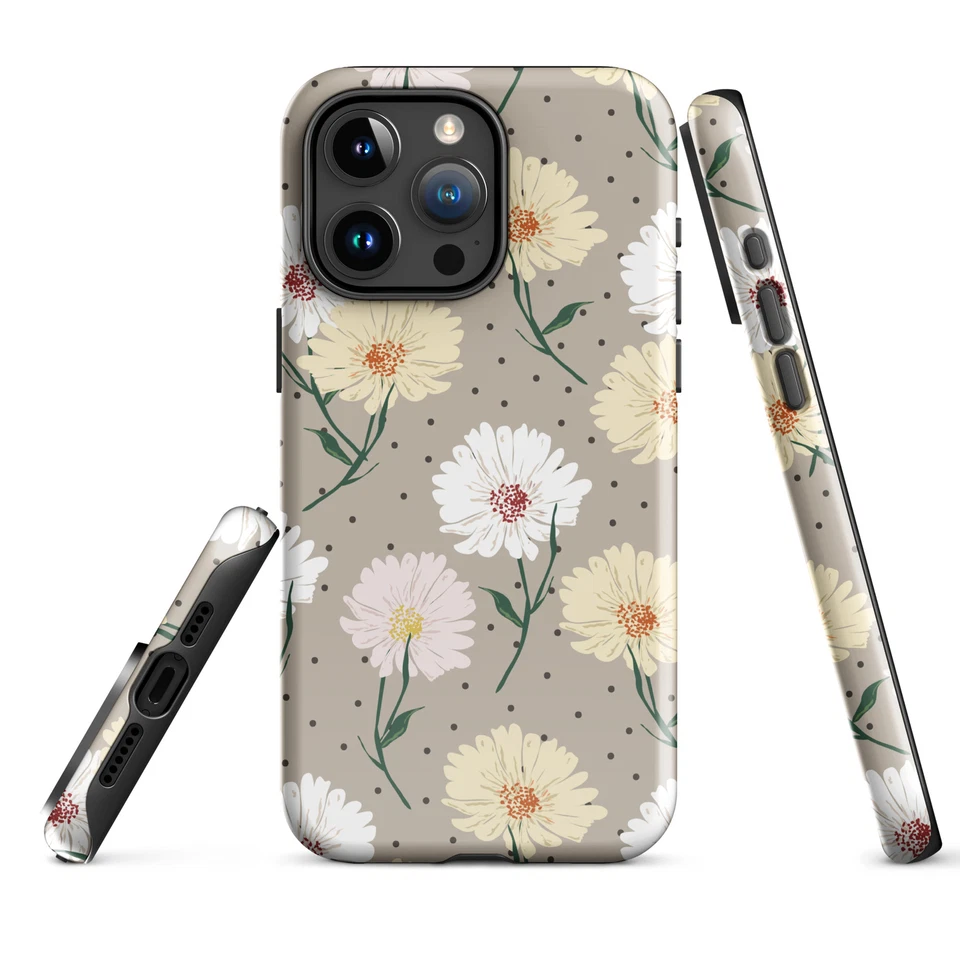 iPhone Case Vintage Pink & Yellow Daisy Floral Tough Phone Case - Image 1 of 1