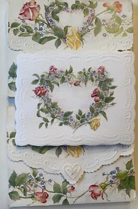Lote 30 Tarjetas Corazón Floral Carol's Rose Garden Grabado y Troquelado LEER - Imagen 1 de 8