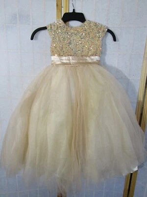 Nuevo con etiquetas Vestido Formal Juvenil Dideyttawl Melocotón Lentejuelas Forrado Manga Corta Talla 6-6X Foto 1 de 4