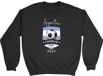 Personalised Mens Womens Jumper Argentina Football World Cup Shield Sweatshirt • 24.42€