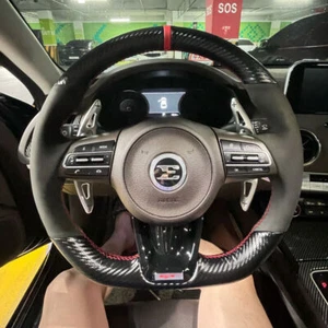 3D Carbon Fiber&Suede Leather Steering Wheel Sewing Wrap For Kia Stinger 2018-20 - Picture 1 of 11