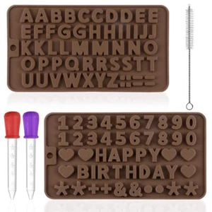 2 Pcs Silicone Letter Mold And Number Molds For Chocolate Candy Happy Birthday C - Picture 1 of 9
