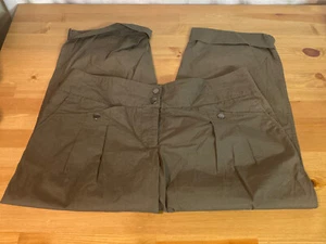 The Limited Jodi Arnold Womens 12 Olive Khaki Pleated Crops Wide Leg 100% Cotton - Picture 1 of 3