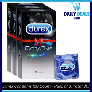 Durex Condoms Extra Time for Extended Pleasure 10 Count Pack of 3 Total 30 - Picture 1 of 8