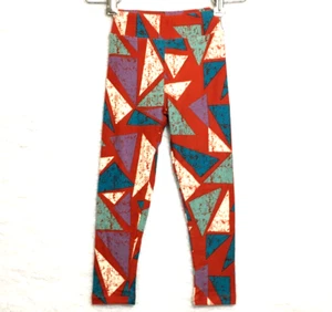 LuLaRoe leggings kids S/M (sz 2T-6) multi color speckled triangles dark orange - Picture 1 of 4