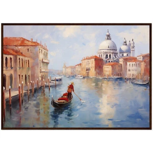 Venice Canal Painting Muted Colors Italy Wall Art Venice Cityscape Art Print - Picture 1 of 8