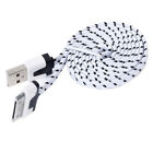 6ft Fabric Braided Flat Noodle Data Sync Power Charger Cable For Iphone 4s Ipod