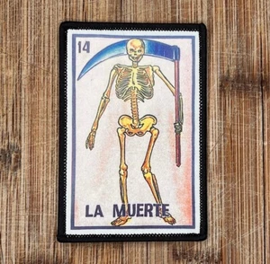 La Muerte Loteria Mexican Game Iron On Patch 3.5 x 2.5 Inches - Picture 1 of 3