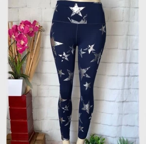 Aerie Workout Pants Metallic Stars Silver/Dark Blue Women’s Size XS - Picture 1 of 8