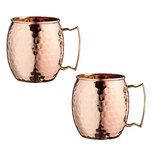 Authentic Copper Moscow Mule Mugs | Hammered Finish | Classic Barware - Picture 1 of 9