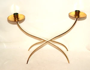 Stylischer Kerzenständer 1950er Jahre Messing tw. weiß lackiert - Picture 1 of 7