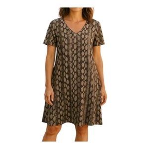 SHOW ME YOUR MUMU KYLIE MINI DRESS SNAKESKIN FLOWY SHORT SLEEVE SIZE MEDIUM - Picture 1 of 10