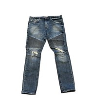 Pacsun Bullhead Denim Co. Blue Stacked Skinny Biker Jeans Men's Size 32 x 30 .