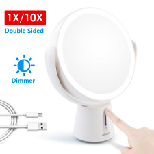 Magnifying MakeUp Mirror With Lights Vanity Mirror 1X 10X Dual Side Rechargeable