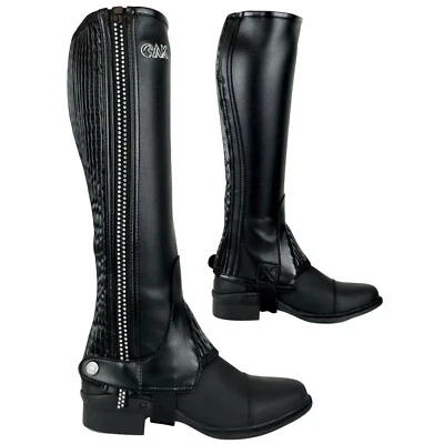 AK RIDING SPORTS AK New Equestrian Flexi Crystal Reiten Halbchaps mit Konturbeschlag