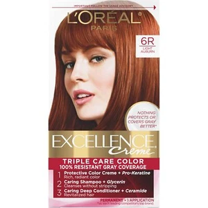 L'Oreal Paris Excellence Creme Permanent Triple Care Hair Color, 6R Light - Picture 1 of 6