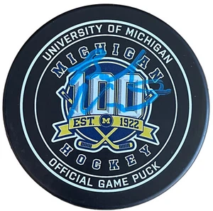 BRANDON NAURATO SIGNED MICHIGAN 100th ANNIVERSARY GAME PUCK BECKETT COA - Picture 1 of 2