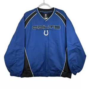 NFL Colts Pullover Windbreaker Jacket Football Blue Black L Dad Spring - Picture 1 of 12