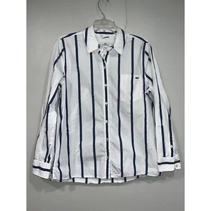 Vineyard Vines Boy's Stripe Button Long Sleeve Blue Size 12 Pocket Whale - Picture 1 of 7