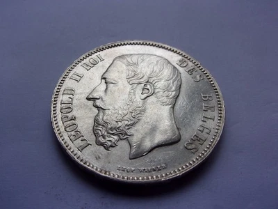 22DF16 Belgium Leopold II 1870 silver 5 francs - Image 1 of 4
