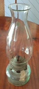Vintage Clear Glass Kerosene Oil Lamp With Fat Pyrex Chimney Fitting - Picture 1 of 7