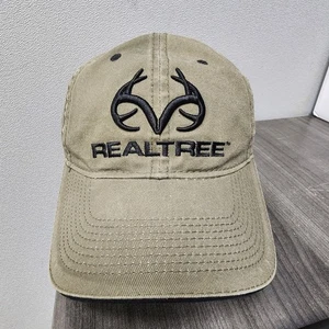 Real Tree Outdoor Cap Hat Brown Strap Back Antlers Logo Adjustable Khaki - Picture 1 of 9
