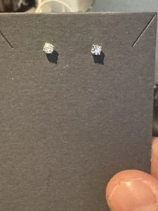 14K White Gold 1/4 Carat Round Created Diamond Solitaire Stud Earrings - Picture 1 of 1