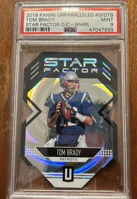 2018 Tom Brady Panini Unparalleled Star Factor Whirl Die Cut PSA 9 #15/100 Rare - Image 1 of 4