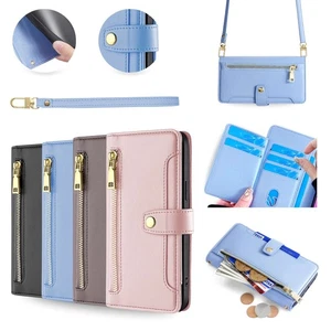 Handykette Samsung Hülle mit Band Handyhülle Kartenfächer PU Leder Umhängetasche - Bild 1 von 206