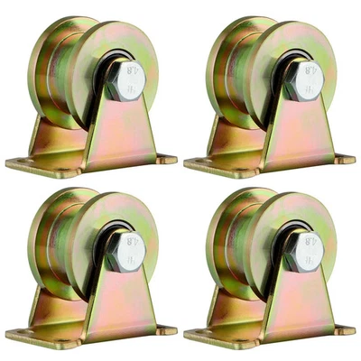 Skelang 4 Pcs 2" Groove Wheel, H-Type Heavy Duty Rigid Caster with Bracket fo...