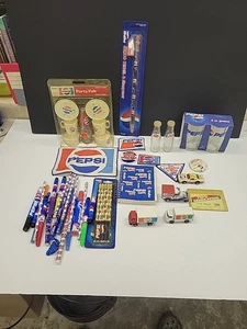 Huge Pepsi Collectible Lot Cars Glasses Pens Pencils Patches Shakers Notebook - Picture 1 of 12